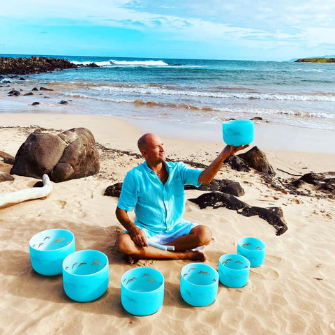 🌊 432Hz Aqua Dolphin Chakra Bowl Set – Guardians of the Songlines 🌊